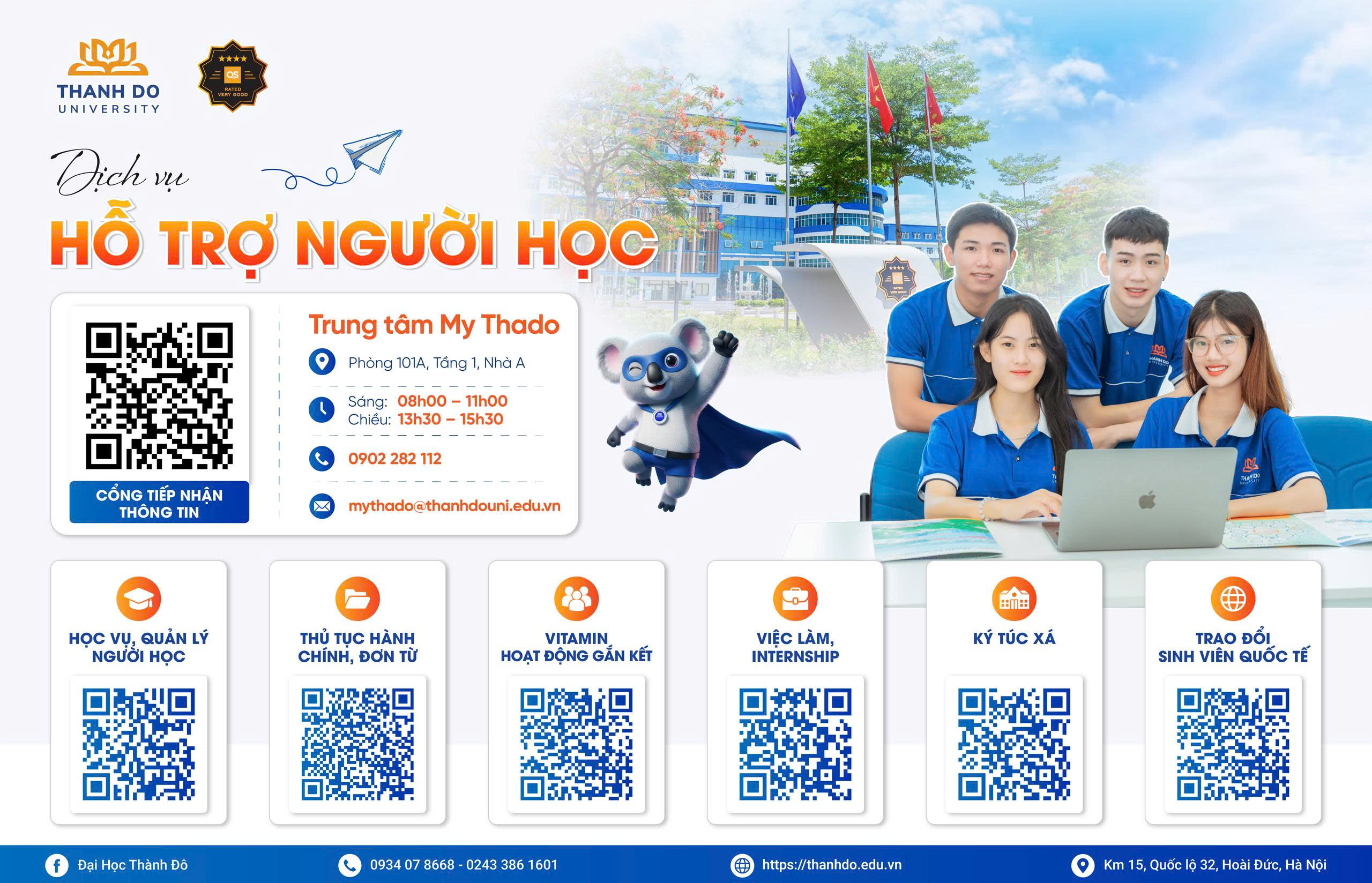 Trung tâm MyThado bộ phận một cửa - Hỗ trợ tối ưu hoạt động học tập, sinh hoạt của người học tại Trường Đại học Thành Đô